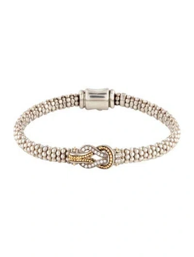 Pre-owned Lagos Diamond Newport Knot Bracelet, 6.75" In Multicolor
