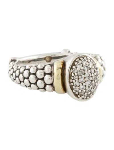 Pre-owned Lagos Diamond Oval Cocktail Ring In Multi