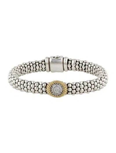 Pre-owned Lagos Diamond Round Station Beaded Bracelet, 6.5", 6.5" In Multi