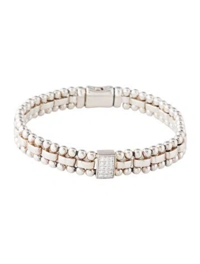 Pre-owned Lagos Diamond Single Station Link Bracelet, 7.25" In Multicolor