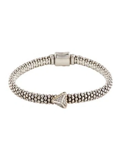Pre-owned Lagos Diamond Single Station Pyramid Caviar Bracelet, 6.75", 6.75" In Multi
