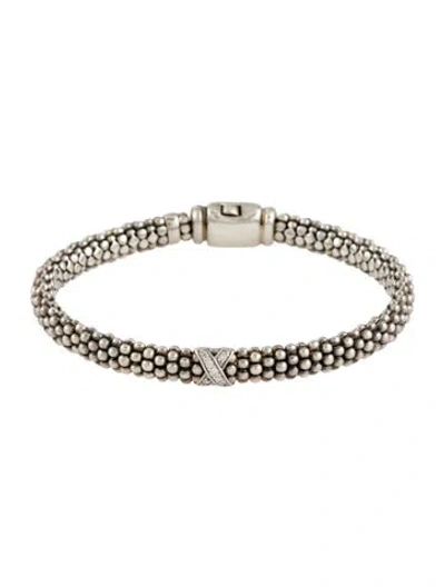 Pre-owned Lagos Diamond Single Station 'x' Bracelet, 6.5", 6.5" In Multi