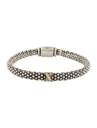 Pre-owned Lagos Diamond Single Station X Bracelet, 6.75" In Multi