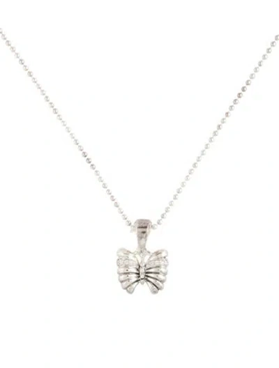 Pre-owned Lagos Diamond Small Butterfly Pendant Necklace, 16" In Multicolor