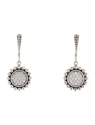 Pre-owned Lagos Diamond Small Caviar Circle Drop Earrings In Multicolor