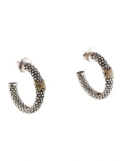 Pre-owned Lagos Diamond Small X Caviar Hoop Earrings In Multi