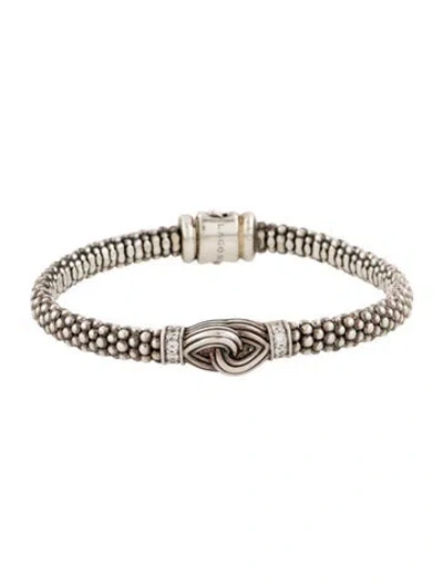 Pre-owned Lagos Diamond Square Knot Bracelet, 6.5" In Multi