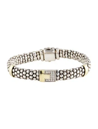 Pre-owned Lagos Diamond Station Bracelet, 6.5" In Multi