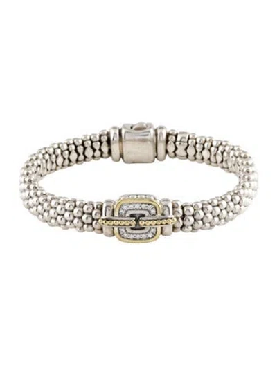 Pre-owned Lagos Diamond Station Caviar Bracelet In Multi