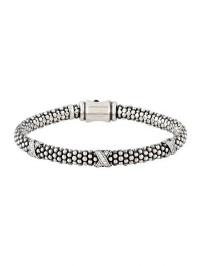 Pre-owned Lagos Diamond Three Station X Caviar Bracelet, 6.5", 6.5" In Multicolor