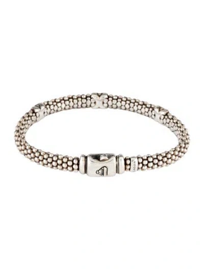 Pre-owned Lagos Diamond Three X Station Bracelet, 6.75" In Multicolor