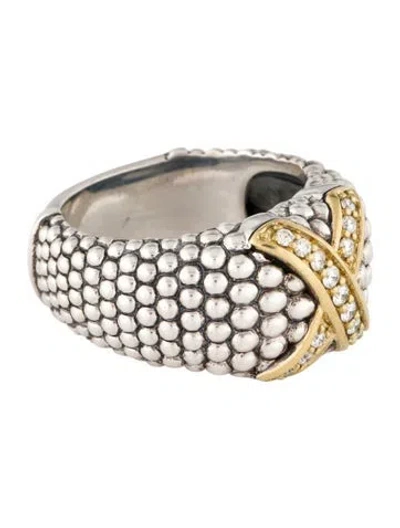 Pre-owned Lagos Diamond Two-tone X Caviar Cocktail Ring In Multi