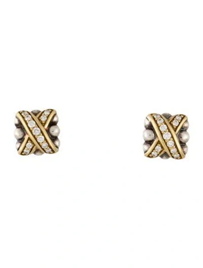 Pre-owned Lagos Diamond Two-tone X Studs In Multicolor