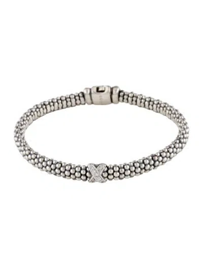 Pre-owned Lagos Diamond X Single Station Bracelet, 6.5" In Multi