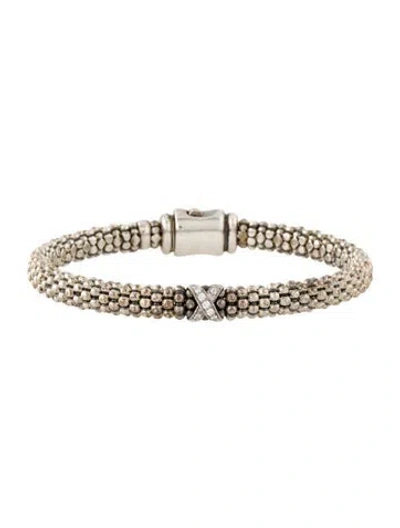 Pre-owned Lagos Diamond X Single Station Bracelet, 6.75" In Multi