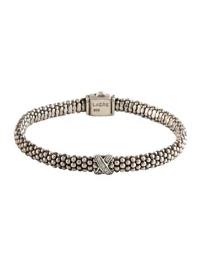 Pre-owned Lagos Diamond X Single Station Bracelet, 7" In Multicolor