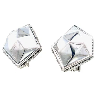 Pre-owned Lagos Estate Clip On Earrings Sterling Silver In Multi