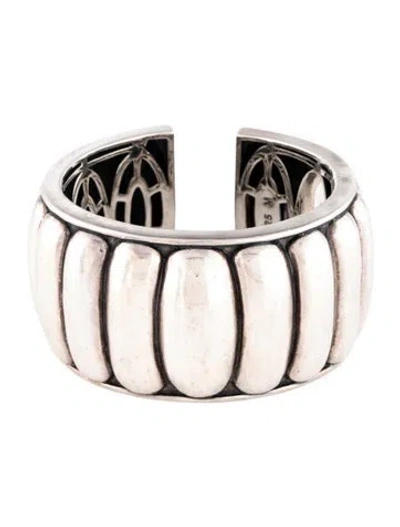 Pre-owned Lagos Extra Wide Scalloped Hinged Cuff Bracelet, 7" In Multicolor