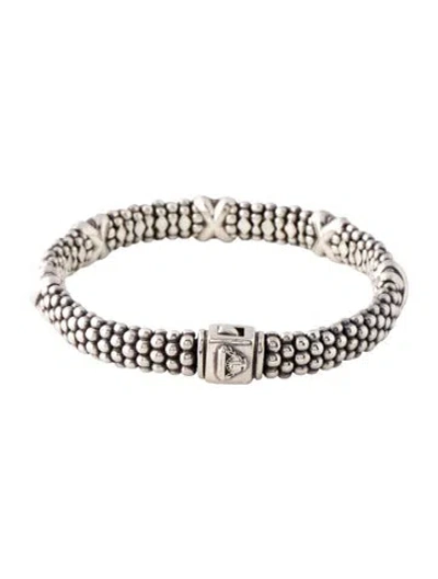 Pre-owned Lagos Five Station "x" Caviar Bracelet, 7.5" In Multi