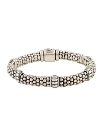 Pre-owned Lagos Fluted Beaded Bracelet, 7" In Multi