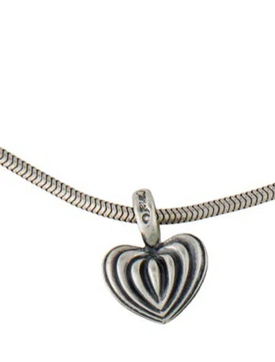 Pre-owned Lagos Fluted Heart Pendant Necklace, 16" In Multi