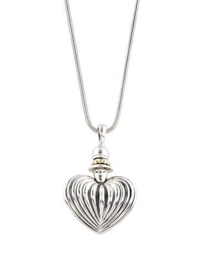 Pre-owned Lagos Fluted Heart Perfume Bottle Pendant Necklace, 36" In Multicolor