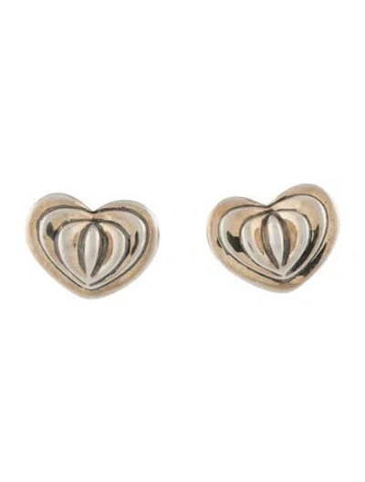 Pre-owned Lagos Fluted Heart Stud Earrings In Multicolor