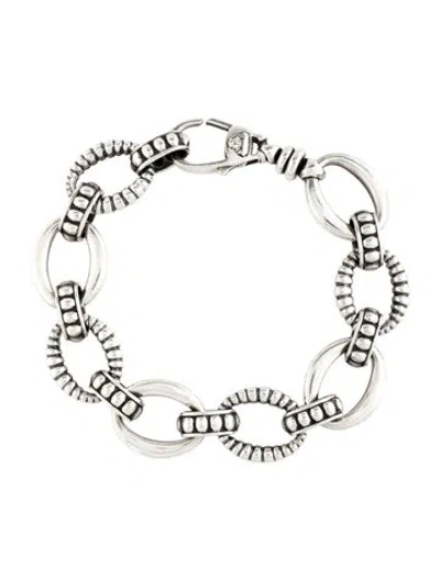 Pre-owned Lagos Fluted Oval Link Bracelet, 7" In Multicolor