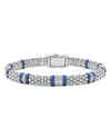 Lagos Four Station Diamond Blue Caviar Bracelet In Sterling Silver In Blue/silver
