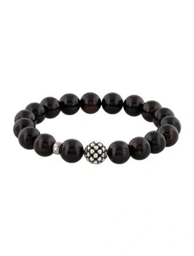 Pre-owned Lagos Garnet Bead Bracelet, 6.25" In Multicolor