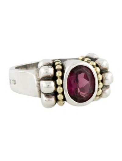 Pre-owned Lagos Garnet Caviar Ring In Multi