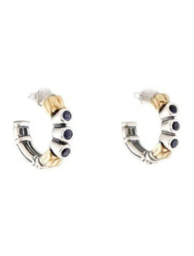 Pre-owned Lagos Iolite Caviar Hoop Earrings In Multi