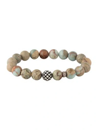 Pre-owned Lagos Jasper Aqua Tera Bead Bracelet, 6.5" In Multicolor