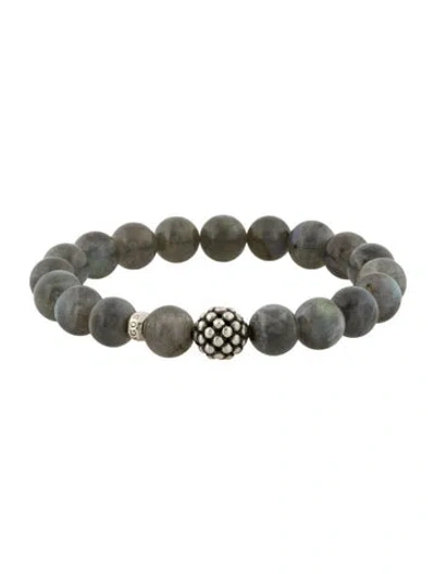 Pre-owned Lagos Labradorite Station Bead Bracelet, 6.25" In Multi