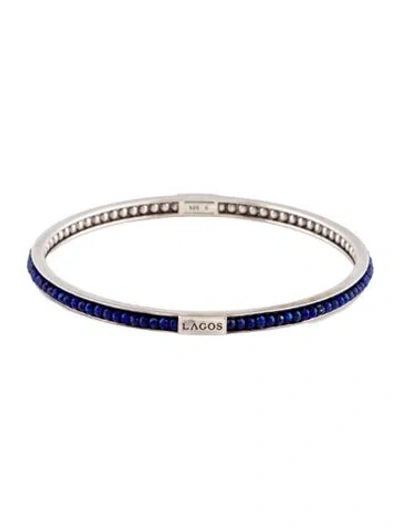 Pre-owned Lagos Lapis Lazuli Bangle Bracelet, 7.5" In Multi