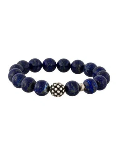 Pre-owned Lagos Lapis Lazuli Bead Bracelet, 6" In Multicolor