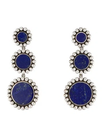 Pre-owned Lagos Lapis Lazuli Circle Three Drop Earrings In Multi