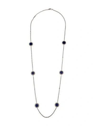 Pre-owned Lagos Lapis Lazuli Doublet Maya Station Necklace, 34" In Multicolor