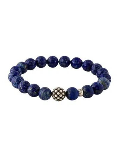 Pre-owned Lagos Lapis Lazuli Maya Bead Station Bracelet, 6.75" In Multicolor