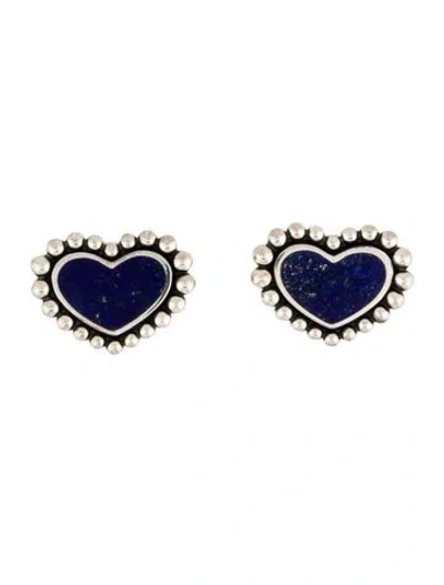 Pre-owned Lagos Lapis Lazuli Maya Heart Stud Earrings In Multi