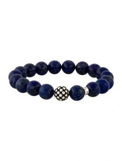 Pre-owned Lagos Lapis Lazuli Station Bead Bracelet, 6.5" In Blue