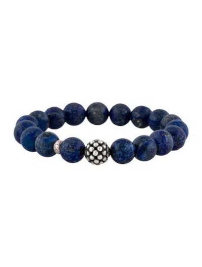 Pre-owned Lagos Lapis Lazuli Station Bead Bracelet, 6.5" In Multi