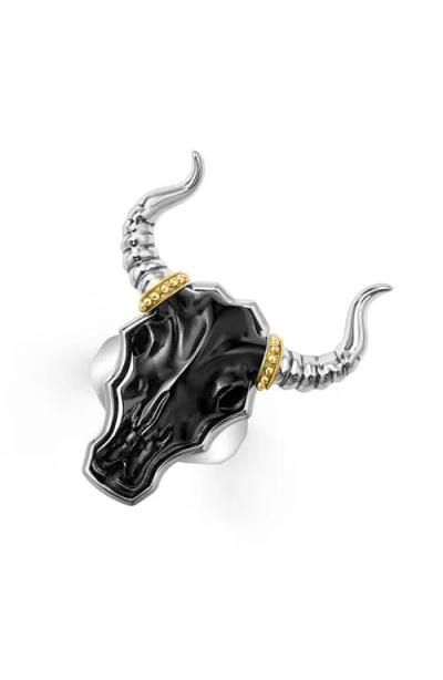 Lagos Longhorn Ring In Black