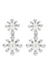 Lagos Sterling Silver Luna Cultured Pearl Fleur Drop Earrings In Silver