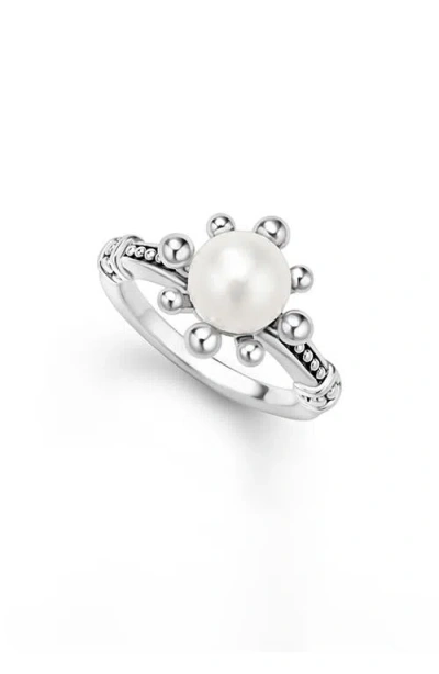 Lagos Luna Fleur Cultured Pearl Ring In Silver