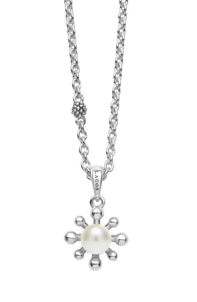Lagos Luna Fleur Freshwater Pearl Pendant Necklace In Silver
