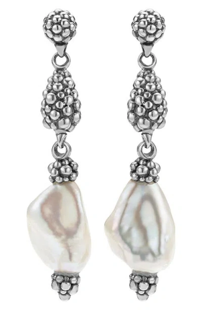 Lagos Luna Keshi Pearl Nugget Drop Earrings In Gray