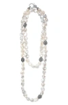 Lagos Sterling Silver Luna Keshi Pearl & Caviar Bead Long Strand Necklace, 34 In Silver