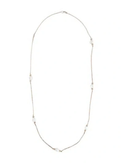 Pre-owned Lagos Luna Keshi Pearl Station Necklace, 34" In Multi