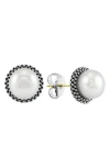 Lagos Sterling Silver Luna Pearl Stud Earrings In Silver/pearl